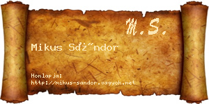 Mikus Sándor névjegykártya